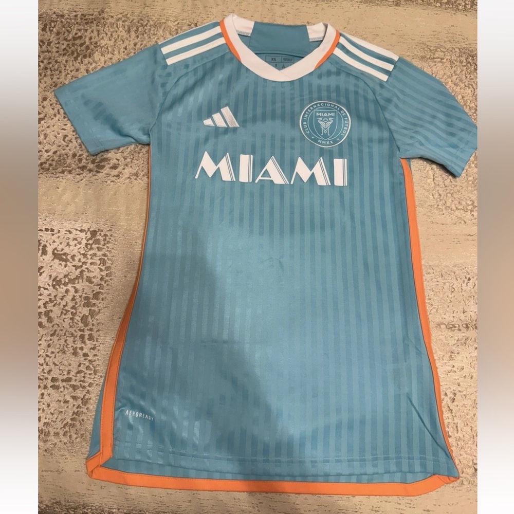 LIONEL MESSI ADIDAS INTER MIAMI CF YOUTH SOCCER JERSEY, GREEN, RC, SIZE XS